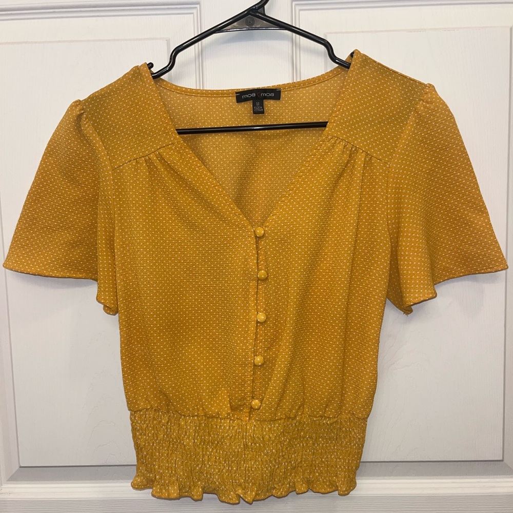 Knox Rose Autumn Yellow Button-Up Blouse